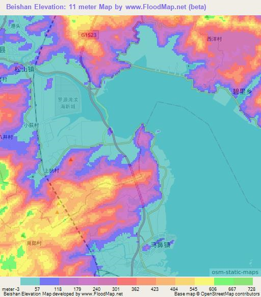 Beishan,China Elevation Map