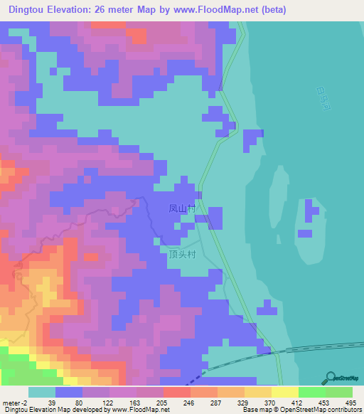 Dingtou,China Elevation Map