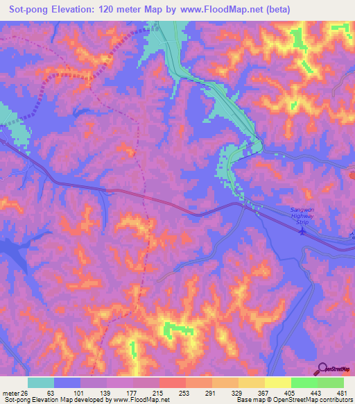 Sot-pong,North Korea Elevation Map