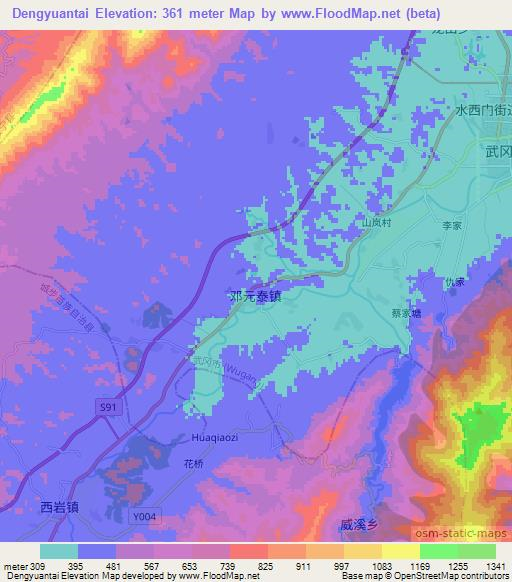 Dengyuantai,China Elevation Map