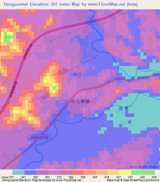 Dengyuantai,China Elevation Map