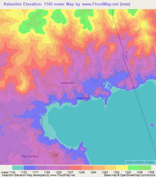 Kalandini,Kenya Elevation Map