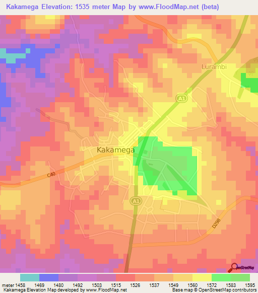 Kakamega,Kenya Elevation Map