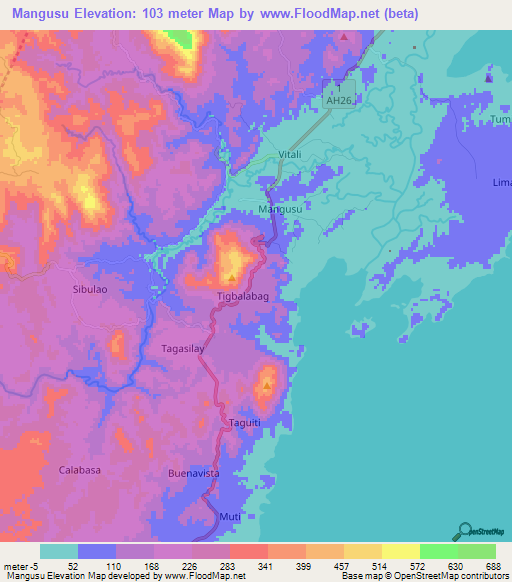 Mangusu,Philippines Elevation Map