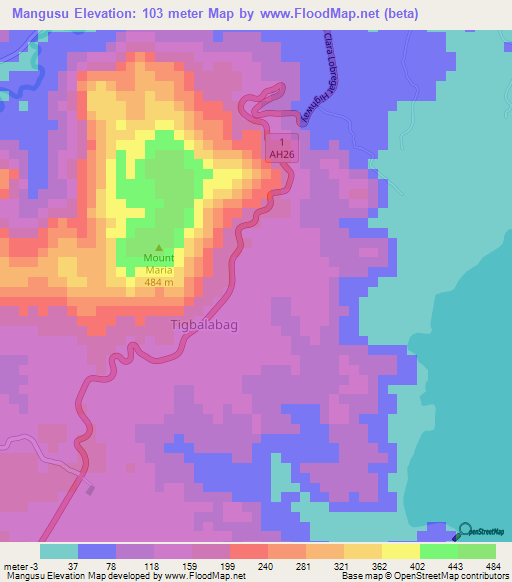 Mangusu,Philippines Elevation Map