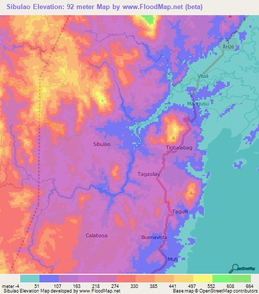 Sibulao,Philippines Elevation Map