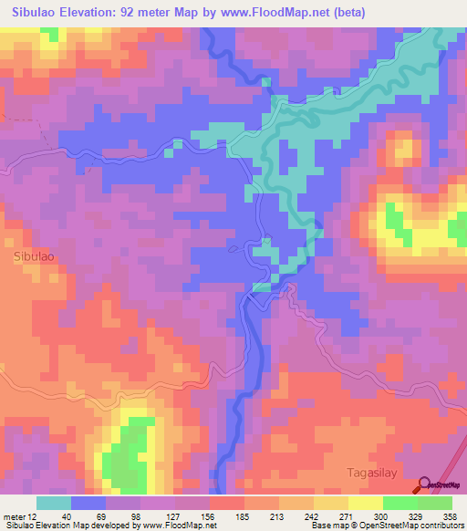Sibulao,Philippines Elevation Map