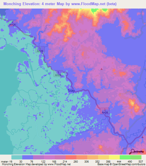 Monching,Philippines Elevation Map