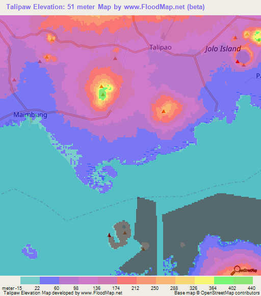 Talipaw,Philippines Elevation Map