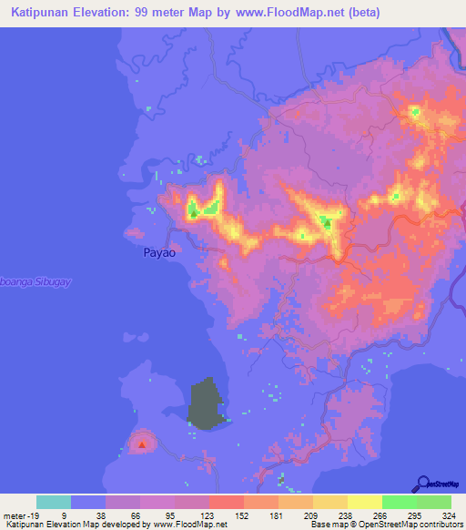 Katipunan,Philippines Elevation Map
