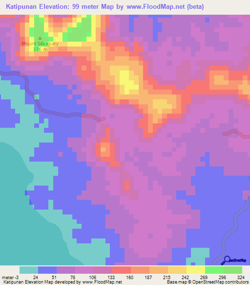 Katipunan,Philippines Elevation Map
