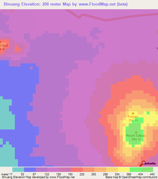 Binuang,Philippines Elevation Map