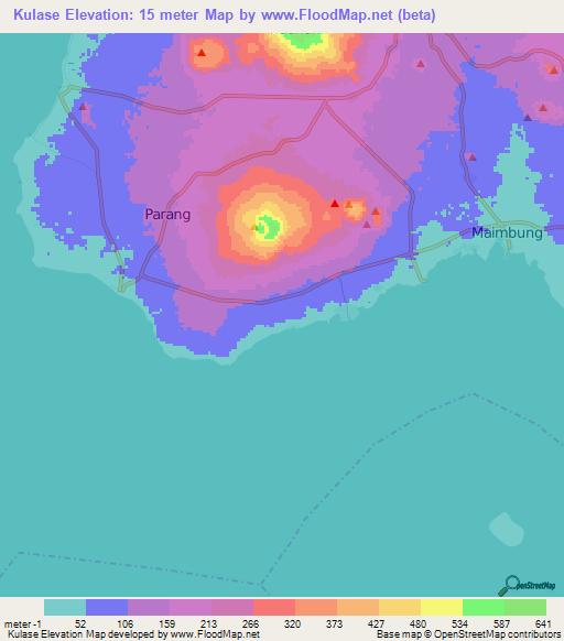 Kulase,Philippines Elevation Map
