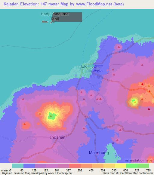 Kajatian,Philippines Elevation Map
