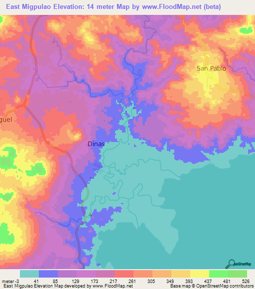 East Migpulao,Philippines Elevation Map