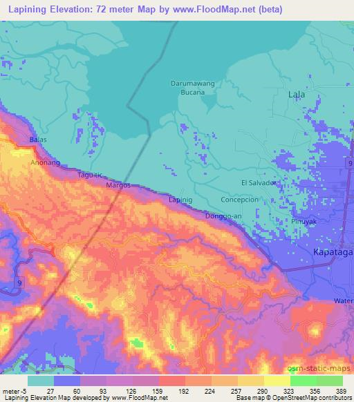 Lapining,Philippines Elevation Map