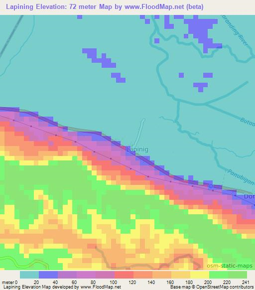 Lapining,Philippines Elevation Map