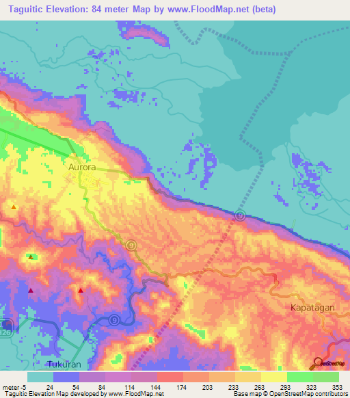 Taguitic,Philippines Elevation Map