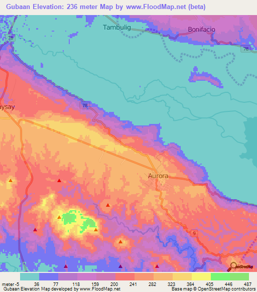 Gubaan,Philippines Elevation Map