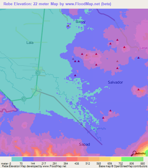 Rebe,Philippines Elevation Map