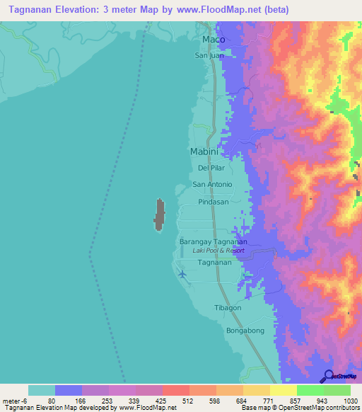 Tagnanan,Philippines Elevation Map