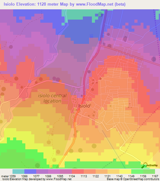 Isiolo,Kenya Elevation Map