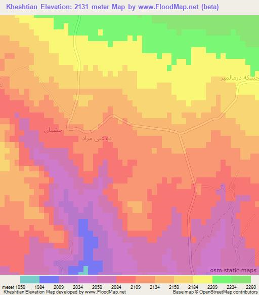 Kheshtian,Iran Elevation Map