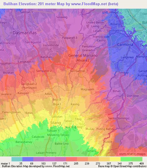 Bulihan,Philippines Elevation Map