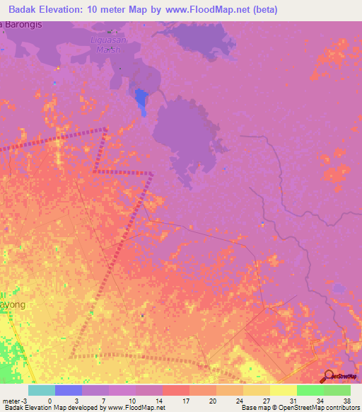 Badak,Philippines Elevation Map