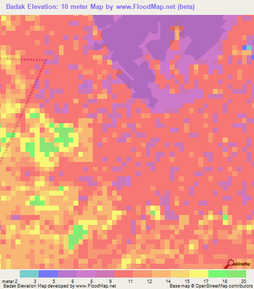 Badak,Philippines Elevation Map
