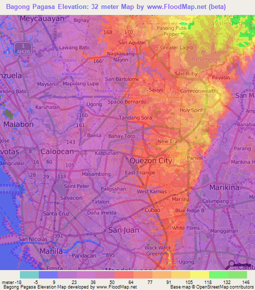Bagong Pagasa,Philippines Elevation Map