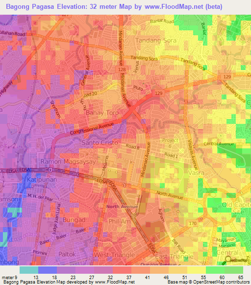 Bagong Pagasa,Philippines Elevation Map