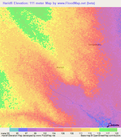 Haridfi,Kenya Elevation Map
