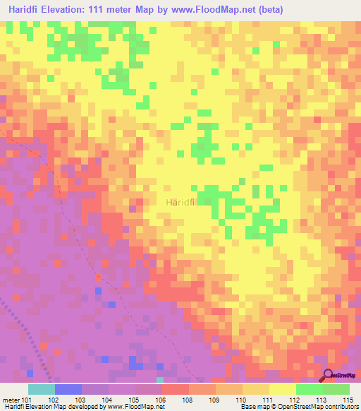 Haridfi,Kenya Elevation Map