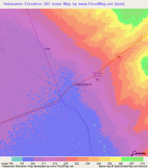 Habaswein,Kenya Elevation Map