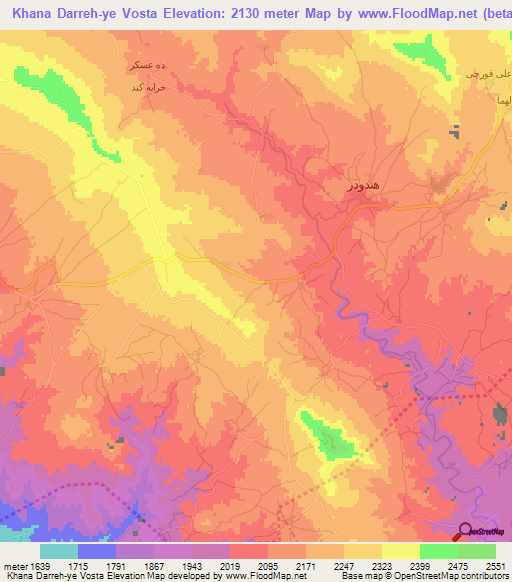 Khana Darreh-ye Vosta,Iran Elevation Map