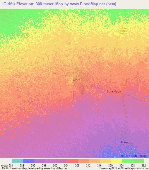Giriftu,Kenya Elevation Map