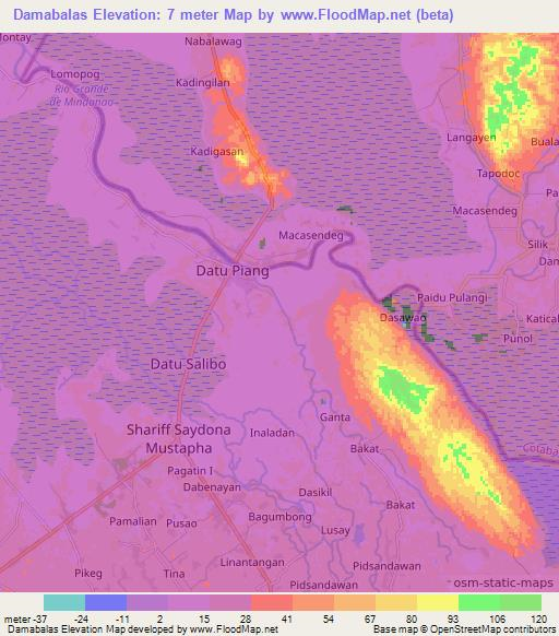 Damabalas,Philippines Elevation Map