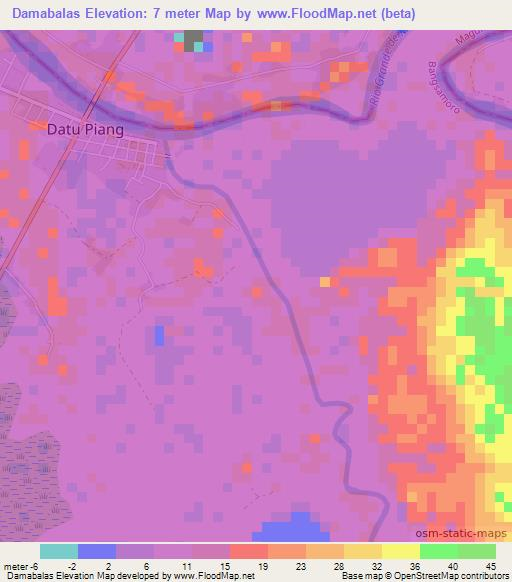 Damabalas,Philippines Elevation Map