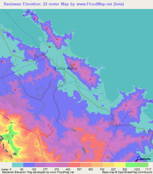 Basiawan,Philippines Elevation Map
