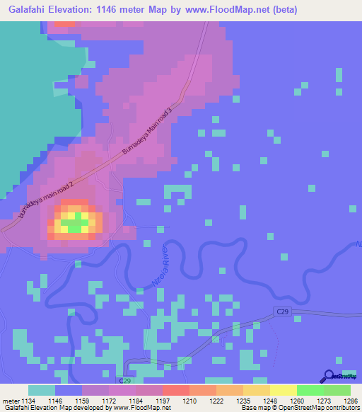 Galafahi,Kenya Elevation Map