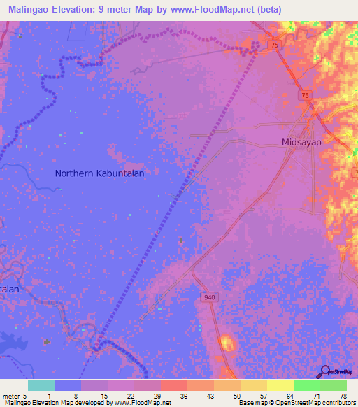 Malingao,Philippines Elevation Map
