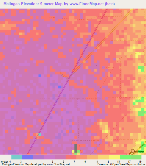 Malingao,Philippines Elevation Map