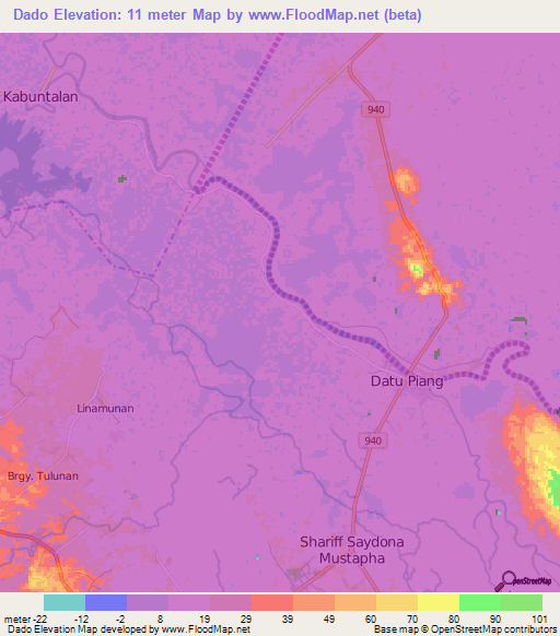 Dado,Philippines Elevation Map