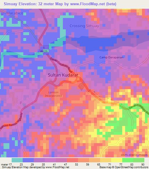 Simuay,Philippines Elevation Map
