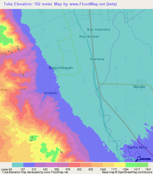 Tuka,Philippines Elevation Map