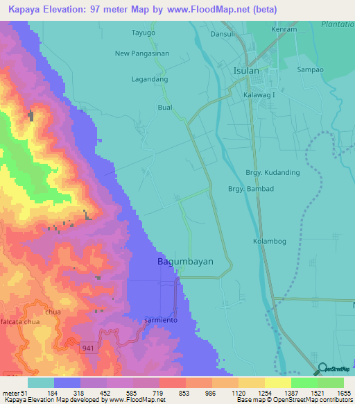 Kapaya,Philippines Elevation Map