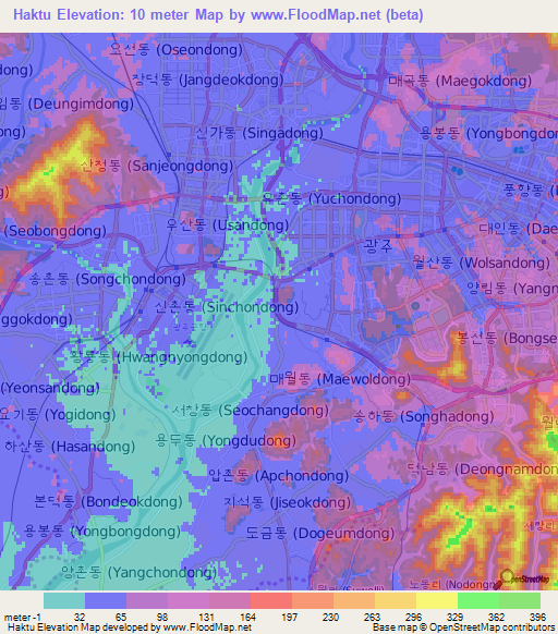 Haktu,South Korea Elevation Map