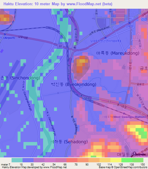 Haktu,South Korea Elevation Map