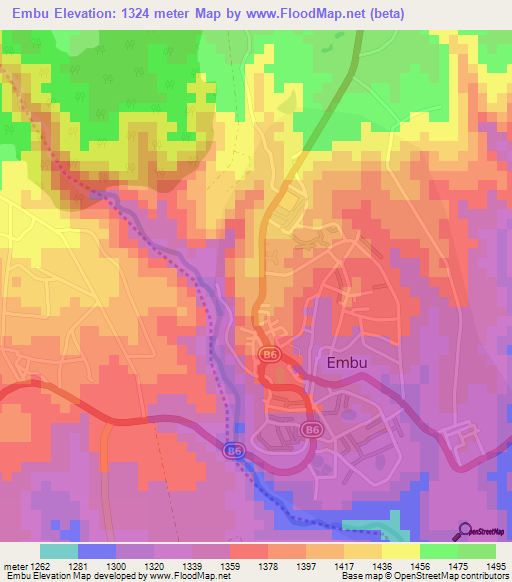 Embu,Kenya Elevation Map